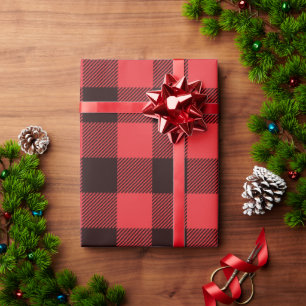 Papier Cadeau Buffalo plaqué rouge et noir