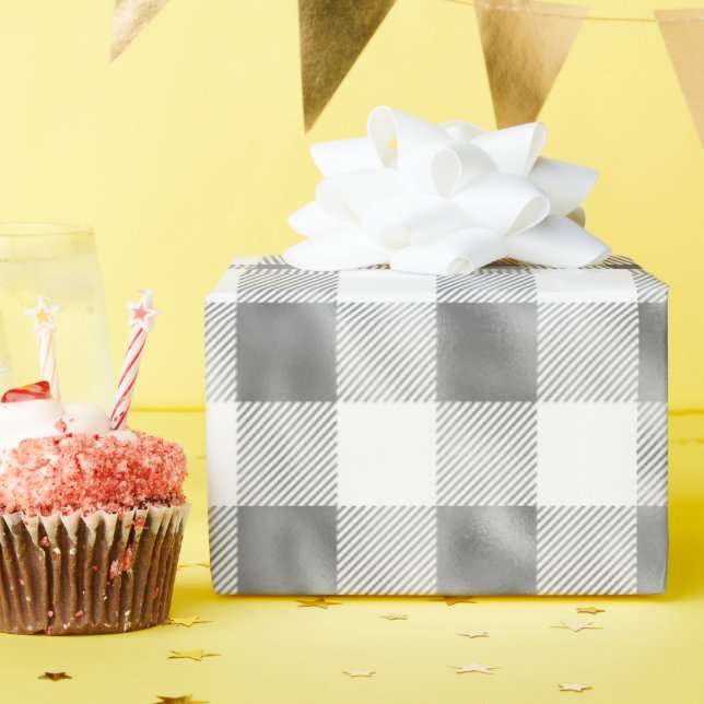 Papier Cadeau Buffle blanc en argent glam plaqué (Fête d'anniversaire)