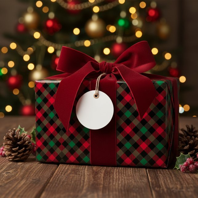 Papier Cadeau Buffle de Noël rouge, vert et noir (Créateur téléchargé)