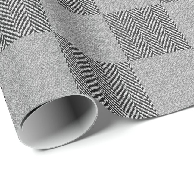 Papier Cadeau Buffle gris noir moderne Plaid Motif (Coin rond)