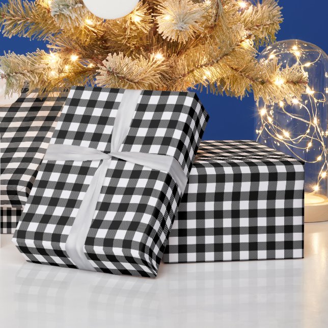 Papier Cadeau Buffle noir blanc Plaid Motif cadeau de Noël (Vacances)