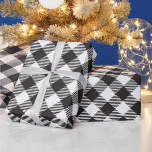 Papier Cadeau Buffle noir et blanc Plaid Noël
