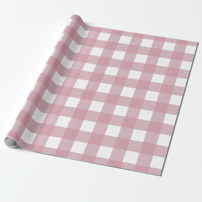Papier Cadeau Buffle rose mauve Plaid (Déroulé)