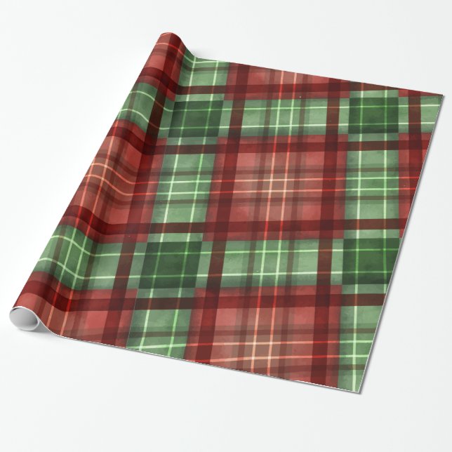 Papier Cadeau Buffle rouge et vert Plat Noël (Déroulé)