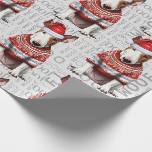 Papier Cadeau Bull Terrier chien Père Noël Noël pour Amoureux de