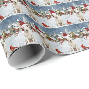 Papier Cadeau Bull Terrier Chien Winter Wonderland Noël Joie