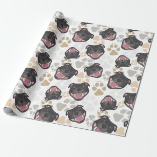 Papier Cadeau Bull-terrier du Staffordshire de motif de pattes