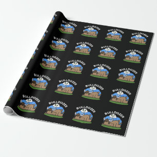 Papier Cadeau Bulldozer Funny Animal Bull Pun Dark BG