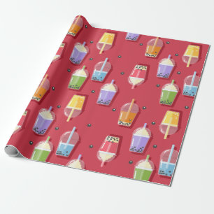 Papier Cadeau bulle arc-en-ciel teint rose