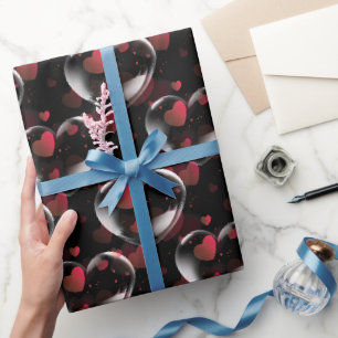 Papier Cadeau Bulle cardiaque avec coeur sur noir