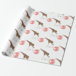 Papier Cadeau Bulle de gomme Giraffe soufflante bulle