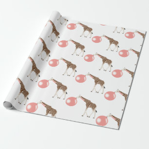 Papier Cadeau Bulle de gomme Giraffe soufflante bulle