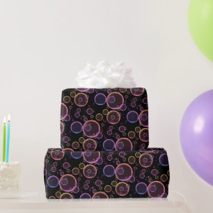 Papier Cadeau Bulles arc-en-ciel en noir