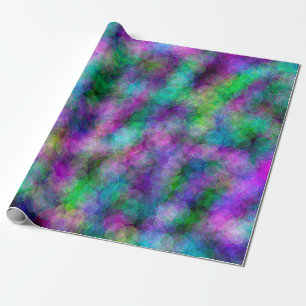 Papier Cadeau Bulles d'art violet, vert et bleu fluides Annivers