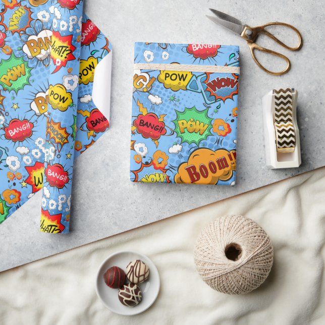 Papier Cadeau Bulles de livre de bande dessinée papier d'envelop (Artisanat)