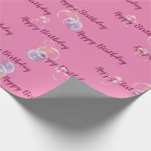 Papier Cadeau Bulles De Savon D'Anniversaire Sur Rose