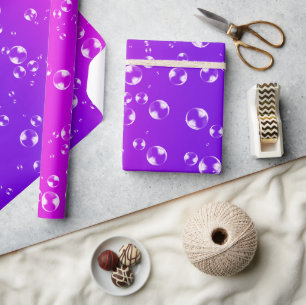 Papier Cadeau Bulles en dégradé rose et violet