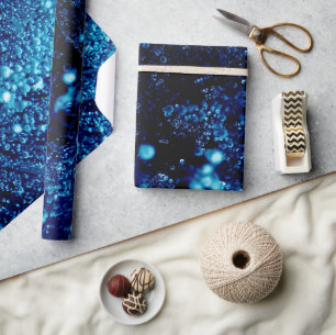 Papier Cadeau Bulles gelées abstraites étincelles bleues