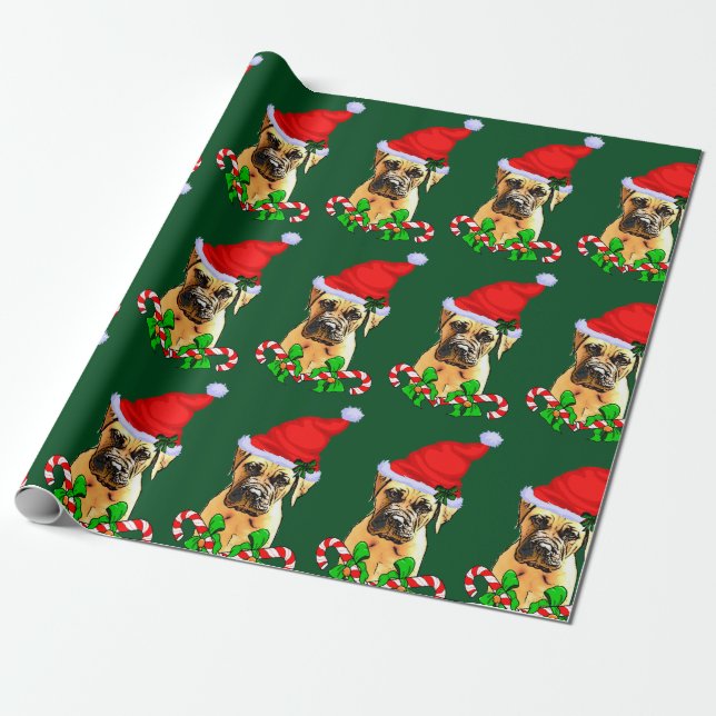 Papier Cadeau Bullmastiff Chien Noël (Déroulé)