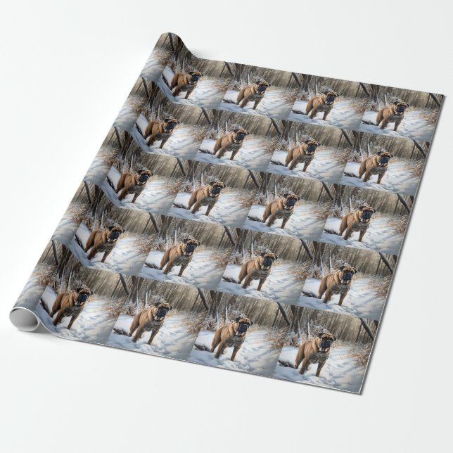 Papier Cadeau Bullmastiff Laisser neiger Noël (Déroulé)