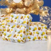 Bumble Bee and Flowers Motif