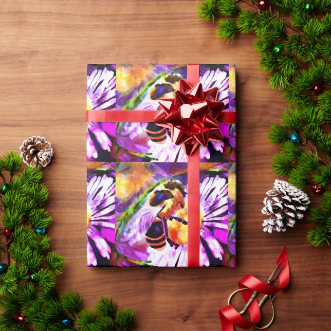 Papier Cadeau Bumble Bee Daisies Daisy Fleurs Fleurs Jardin (Cadeau de vacances)