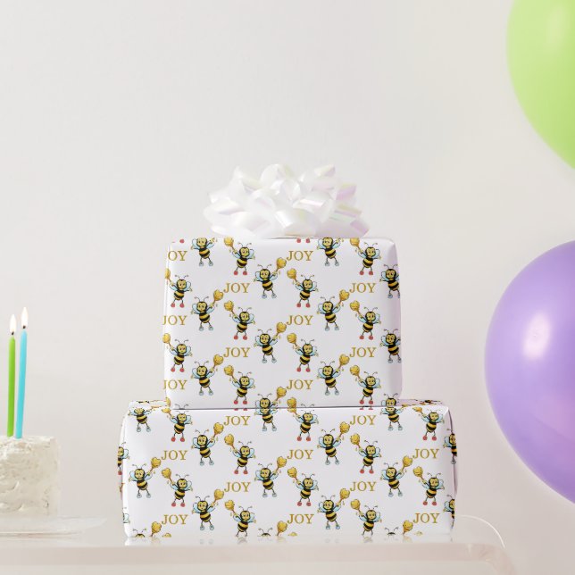 Papier Cadeau Bumblebee Motif sur blanc (Cadeaux de fête)