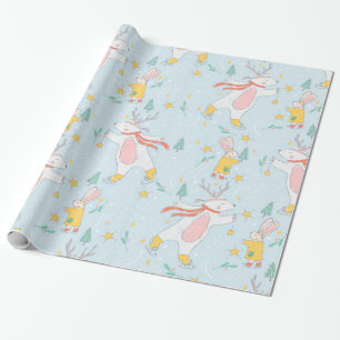 Papier Cadeau Bunnies & Cerfs de Noël Motif sans couture