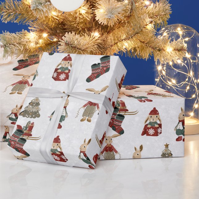 Papier Cadeau Bunnies de Noël et Snowflakes (Vacances)
