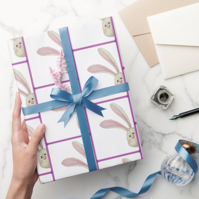 Papier Cadeau Bunnies de Pâques en blanc (Cadeaux)