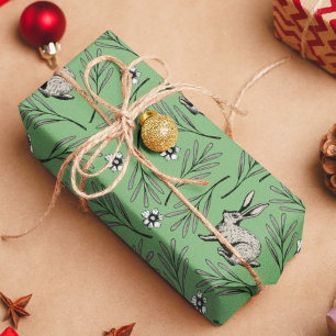 Papier Cadeau Bunnies d'hiver Vacances vertes