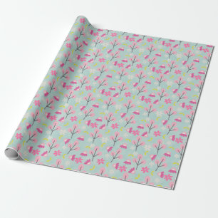 Papier Cadeau Bunnies et fleurs roses