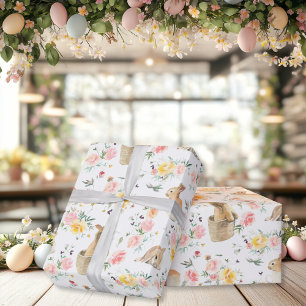 Papier Cadeau Bunny de Pâques Printemps Floral