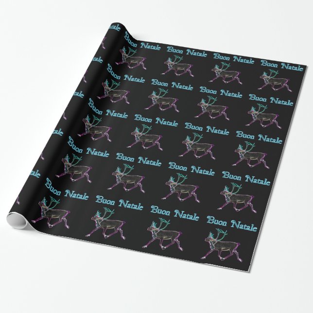 Papier Cadeau Buon Natale - Caribou électrique (Déroulé)