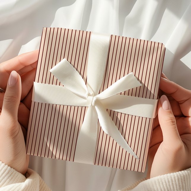 Papier Cadeau Burgundy Beige rayé (Créateur téléchargé)