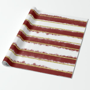 Papier Cadeau Burgundy Brush Strokes avec papier d'enveloppement