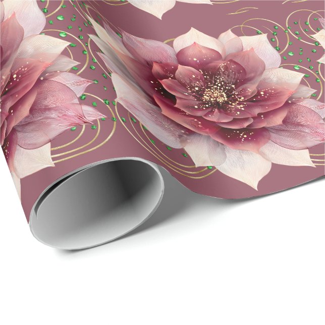 Papier Cadeau Burgundy Dream Flower (Coin rond)