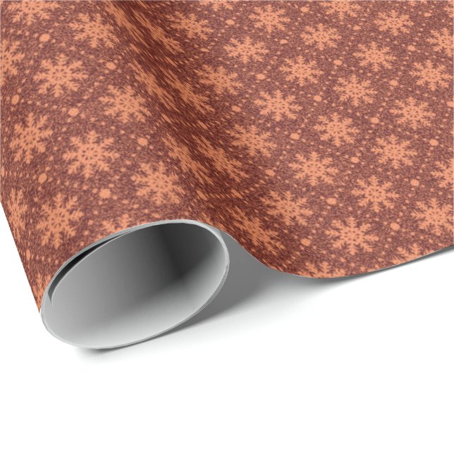 Papier Cadeau Burgundy Maroon Flammes de neige en cuivre Nets Va (Coin rond)
