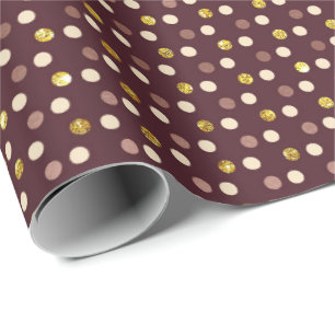 Papier Cadeau Burgundy Maroon Gold Delicate petits Pois