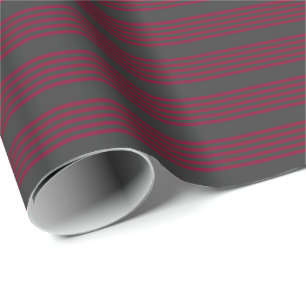 Papier Cadeau Burgundy rouge et charbon de bois cinq bandes moti