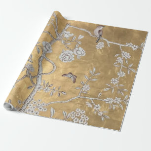 Papier Cadeau Butterfly & Sparrow Golden Oriental Garden Scène