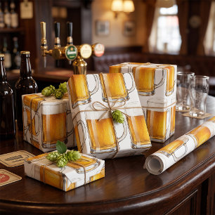 Papier Cadeau Buveur de bière froide mousseuse dans un mug