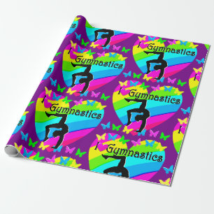 PAPIER CADEAU BUZZZLING PURPLE I LOVE GYMNASTICS DESIGN
