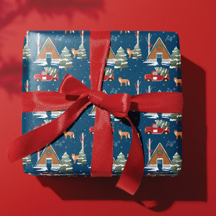Papier Cadeau Cabine bois confortable Woodland Fox & Camion Roug