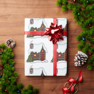Papier Cadeau Cabine de journaux en hiver