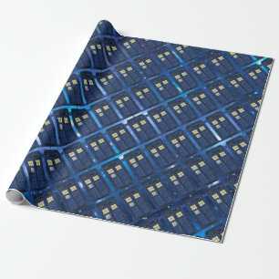 Papier Cadeau Cabine téléphonique publique de police bleue -