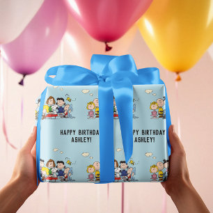 Papier Cadeau cacahuètes   Charlie Brown et Gang Anniversaire