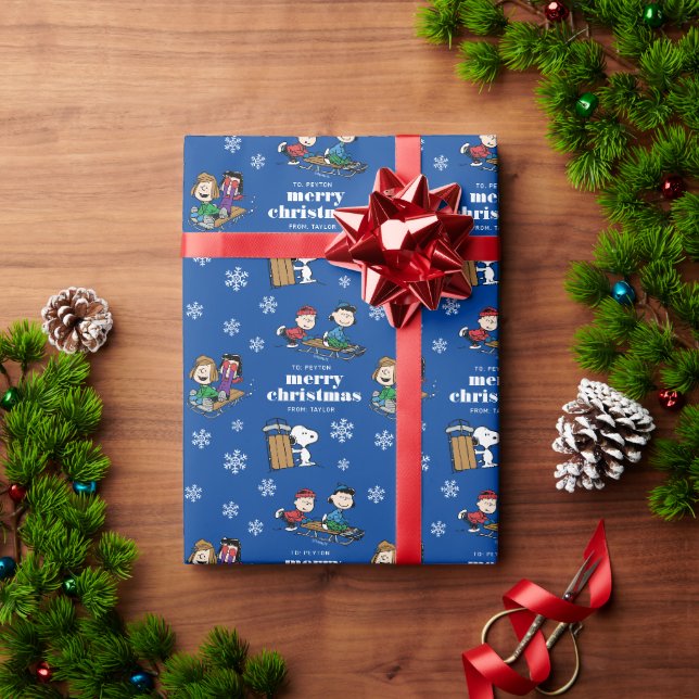 Papier Cadeau cacahuètes | Hiver Sledding Fun Motif (Cadeau de vacances)