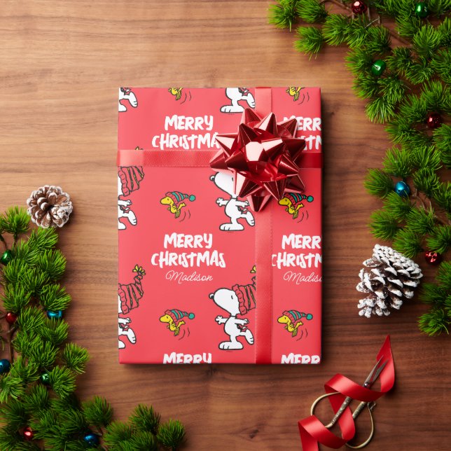 Papier Cadeau cacahuètes | Snoopy Winter Beanie Casquette | Ajou (Cadeau de vacances)