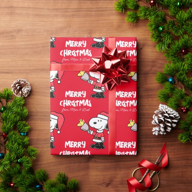 Papier Cadeau cacahuètes | Snoopy & Woodstock Ho Ho | Ajouter Vo (Cadeau de vacances)